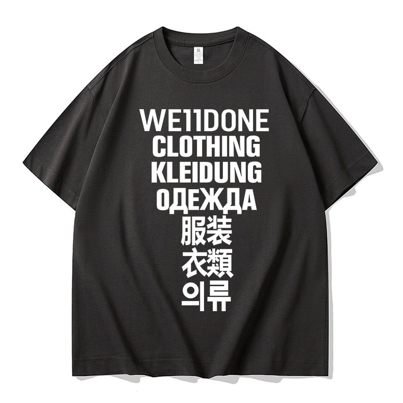 We11done Konne Street Short Sleeve T-Shirt Men Fashion Print Trend Versatile Half Sleeve Top Style 1