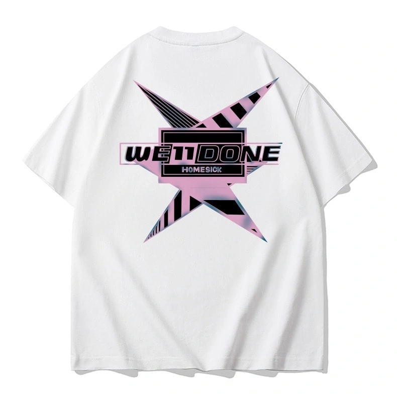 We11done KonneShort Sleeve T-Shirt Men Loose Pure Cotton Trend Crew Neck Top Style 1