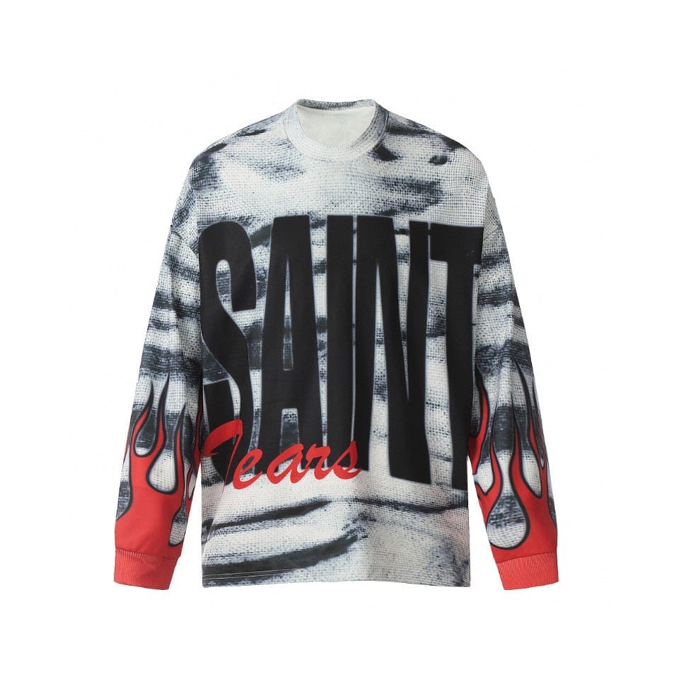 Saint Michael Vintage Loose Long Sleeve Drop Shoulder T-Shirt for Men