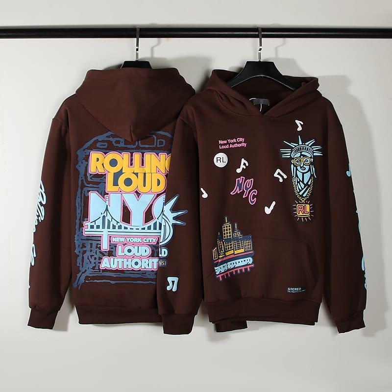 Travis Scott Rolling Embroidered Foam Letter Printed Hoodie for Men and Women
