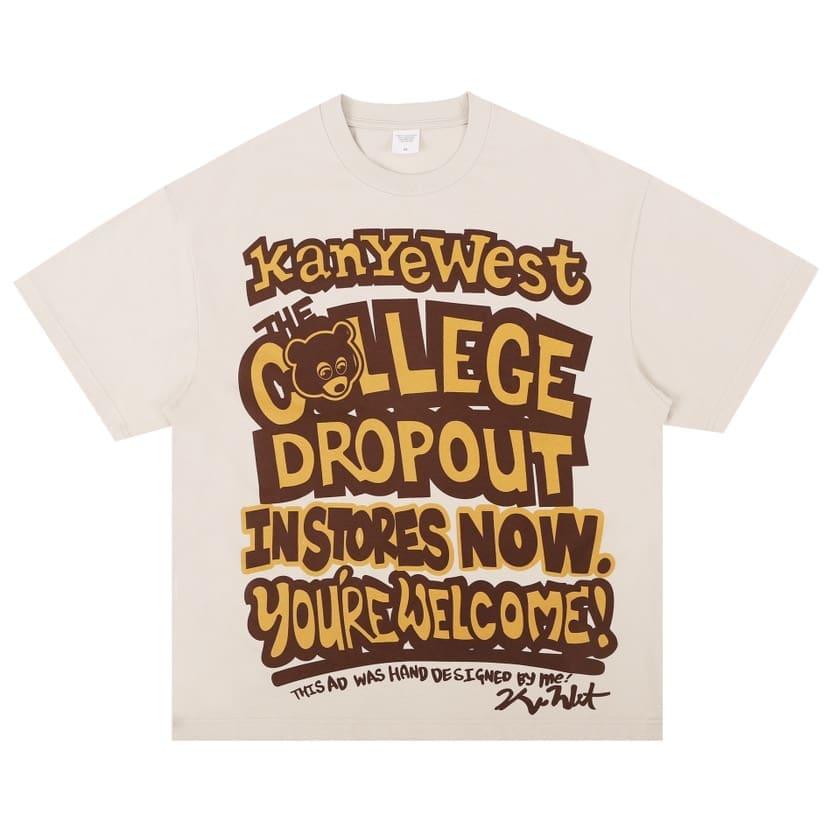 Kanye West Bear Logo Printed Short Sleeve T-Shirt for Men