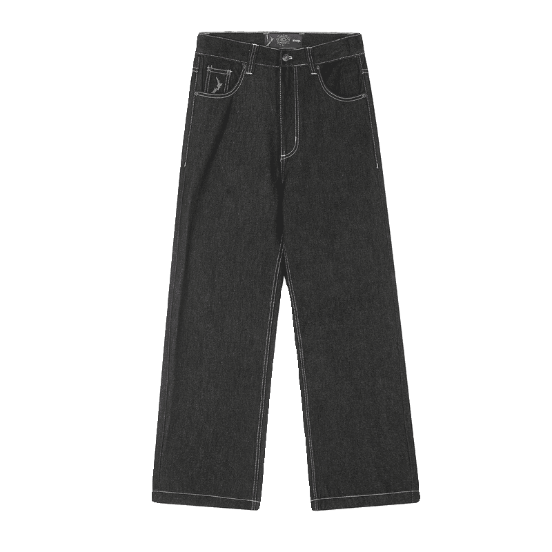 ADWYSD Sun Roll Basic Denim Pants High Street Casual Wash for Men and Women