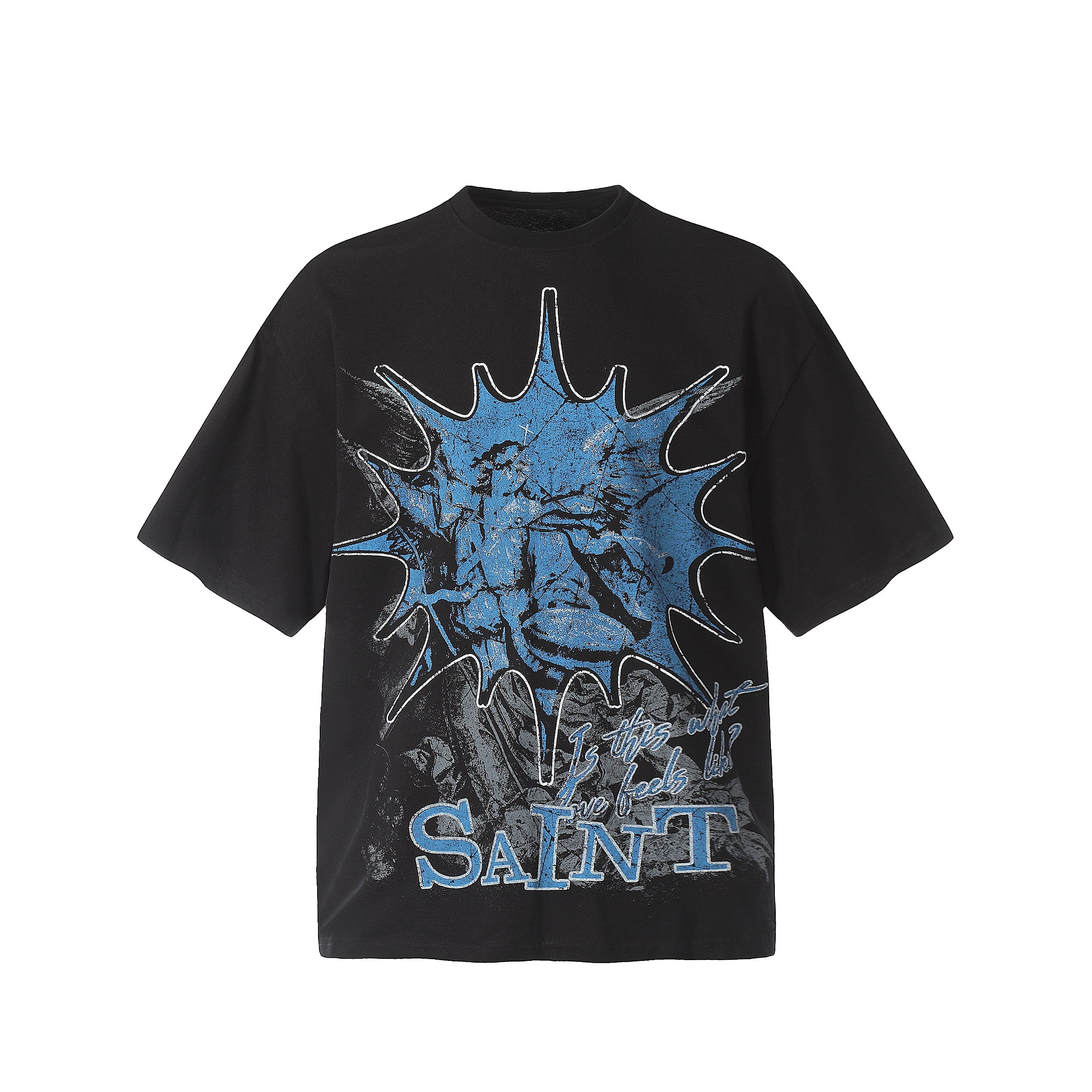 Saint Michael Letter Embroidery Vintage Short Sleeve T-Shirt Heavy Style