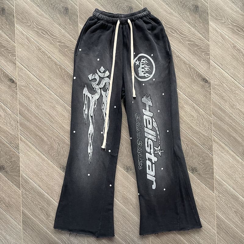 H*lst*r studios flare flame hoodie and trousers stitching sweater suit