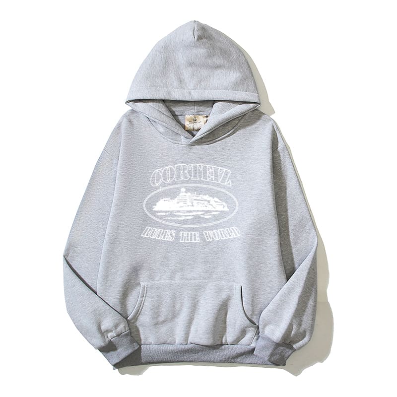 Corteiz Devil Island Letter DRILL Style Hooded Pullover Hoodie