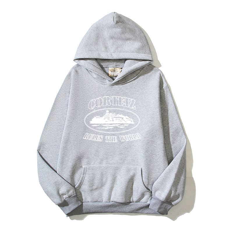 Corteiz Devil Island Letter DRILL Style Hooded Pullover Hoodie