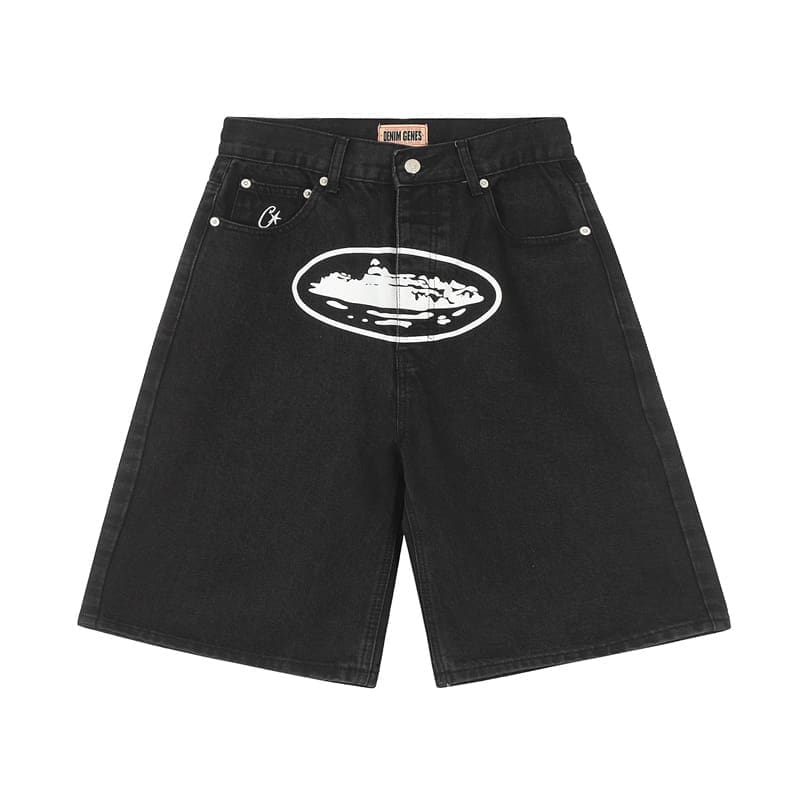 Corteiz Devil Island Classic Printing Denim Shorts