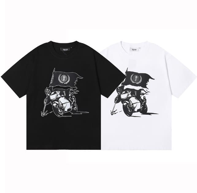 Trapstar Outlaw Tee Knight Flag Print Casual T-Shirt for Men and Women Summer