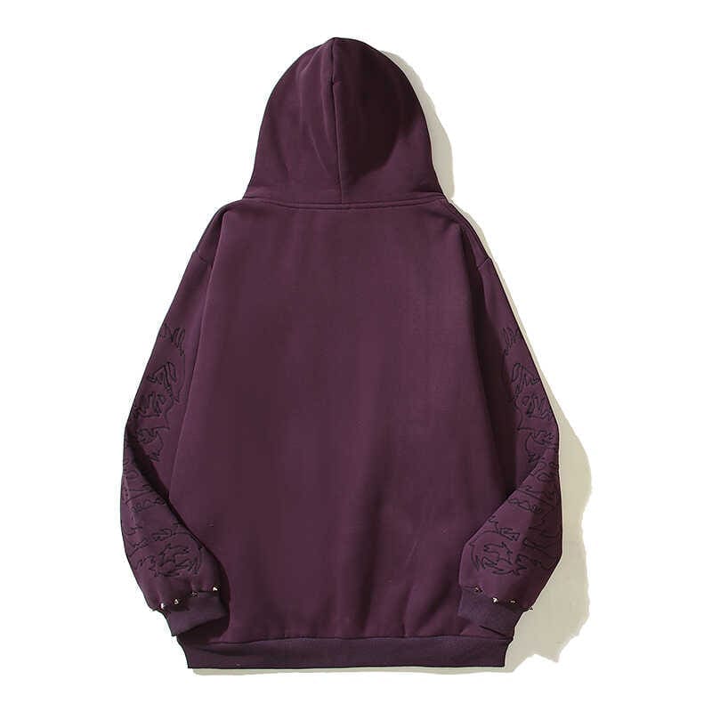 Revenge Needle Embroidered Rivets Hoodie