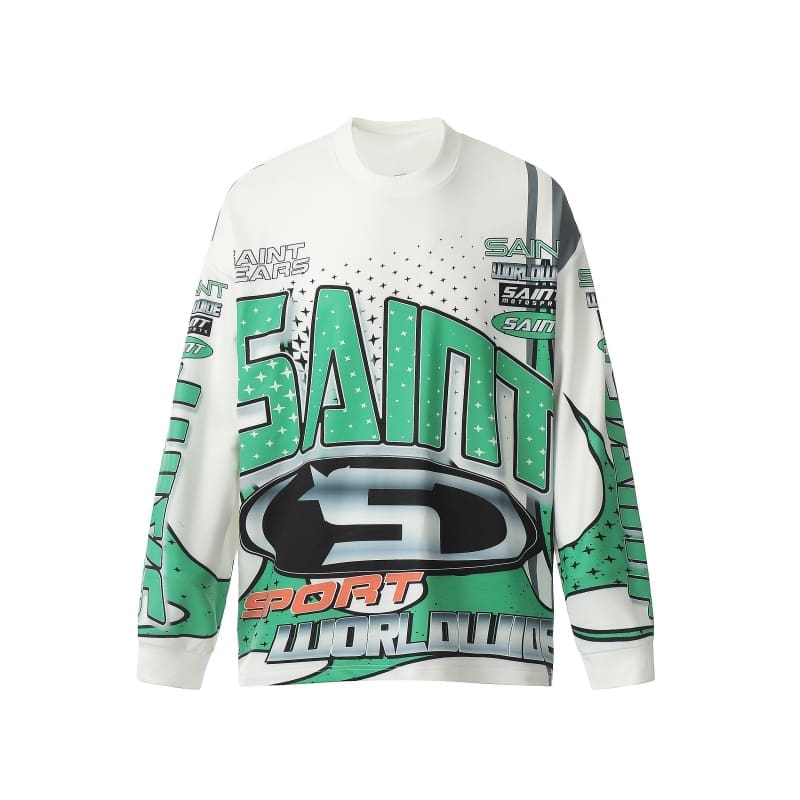 Saint Michael Denim Tears Full Printed Long Sleeve Vintage Shirt for Men