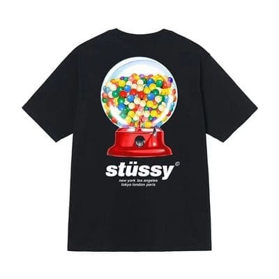 Stussy Crown Surfing Print Short Sleeve T-Shirt for Men and Women 3