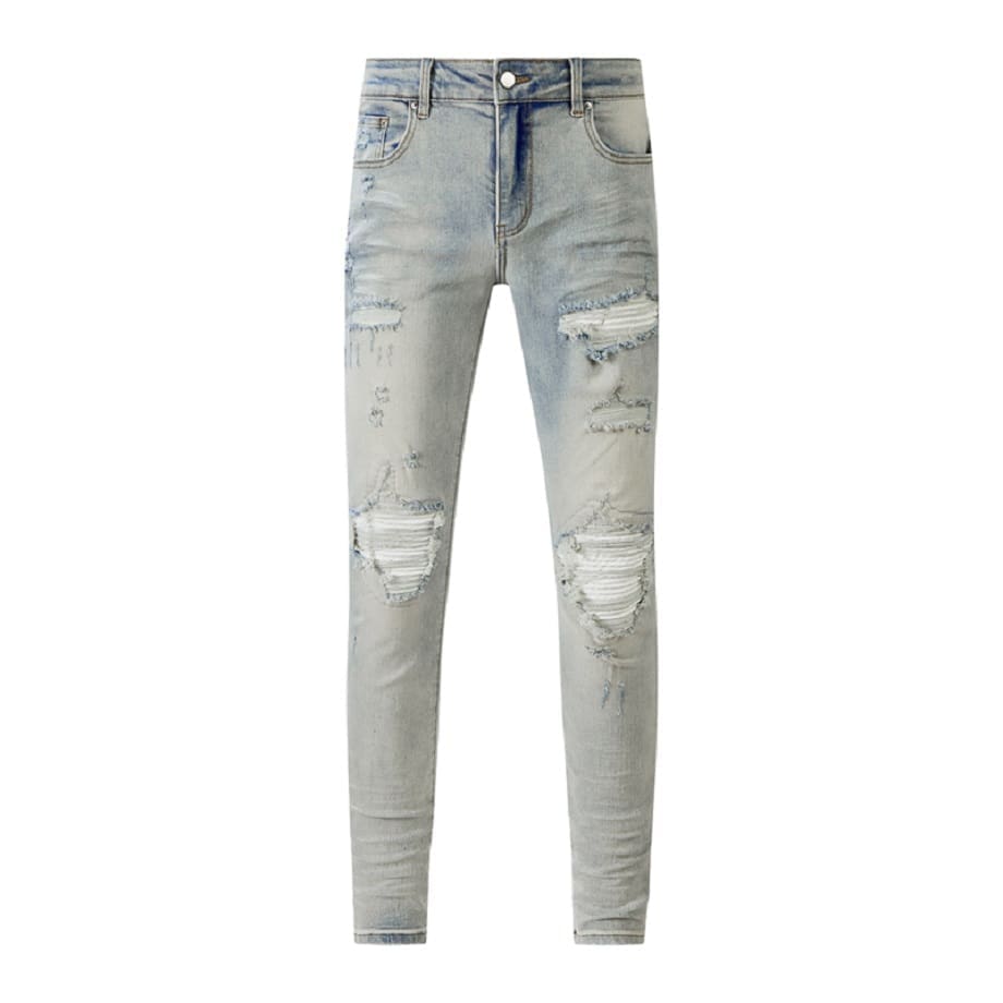 Xingx Patchwork Ripped Jeans