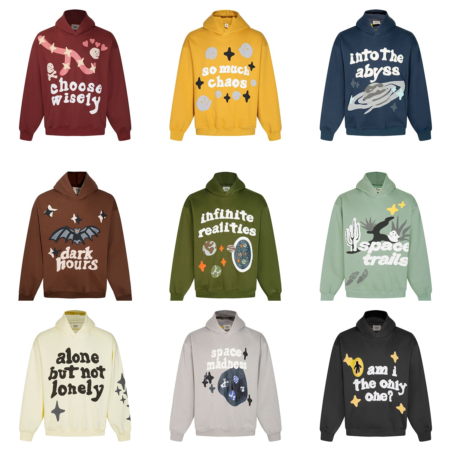 Broken Planet Puff Print Pullover Hoodie for Men and Women