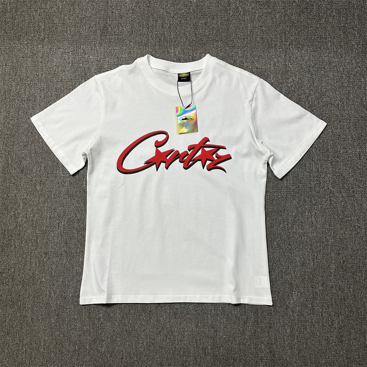 Corteiz Devil Island Red Logo Print Couple Loose Casual Round Neck T-Shirt