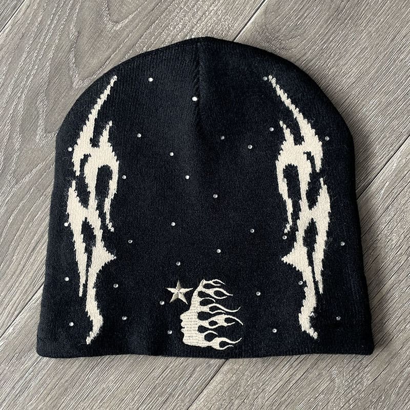 H*lst*r studios logo sports flame beanie casual wool hat