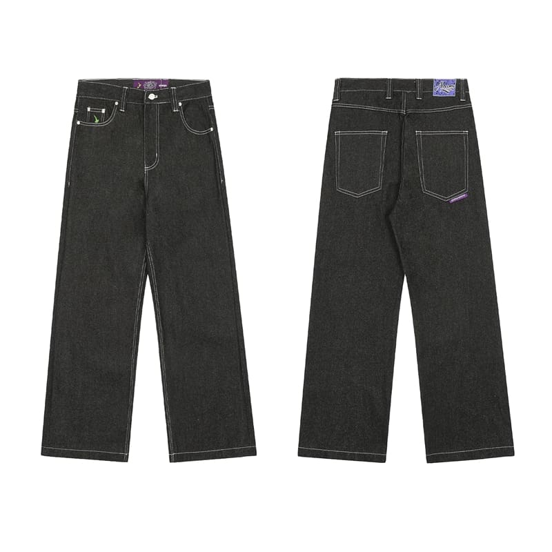 ADWYSD Sun Roll Basic Denim Pants High Street Casual Wash for Men and Women
