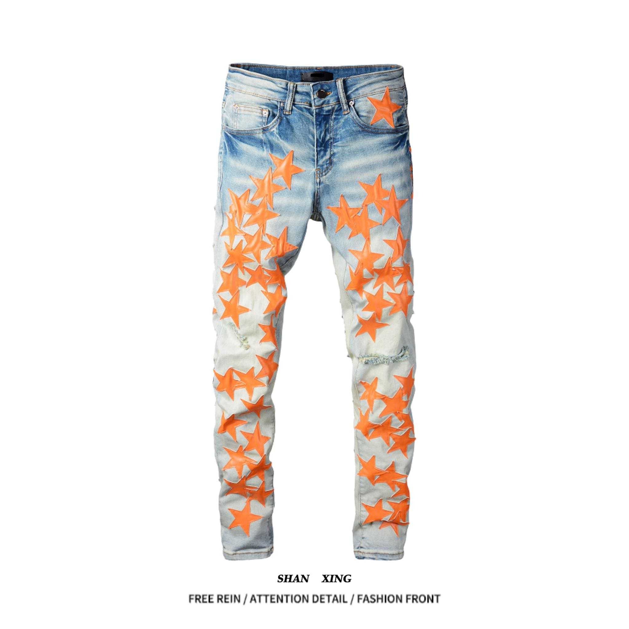 Xingx Patchwork Ripped Jeans 4