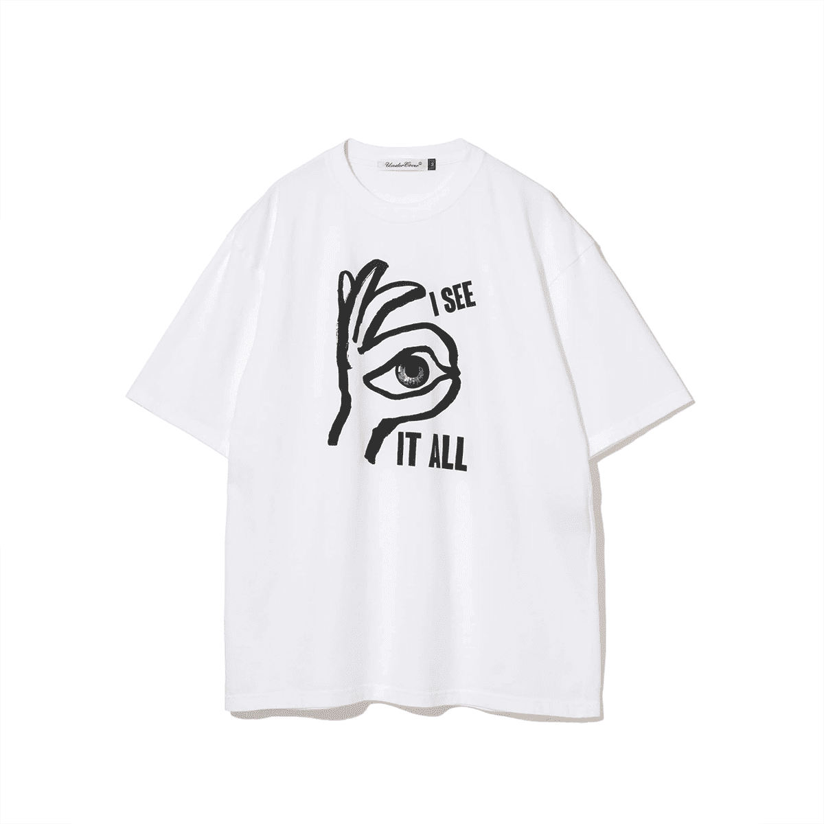 Undercover Eyes OK Gesture Retro Washed Loose T-Shirt for Men and Women
