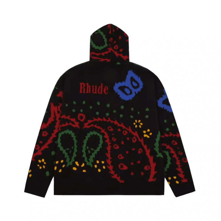 RHUDE Paisley Jacquard Knitwear Hooded Sweater for Men and Women
