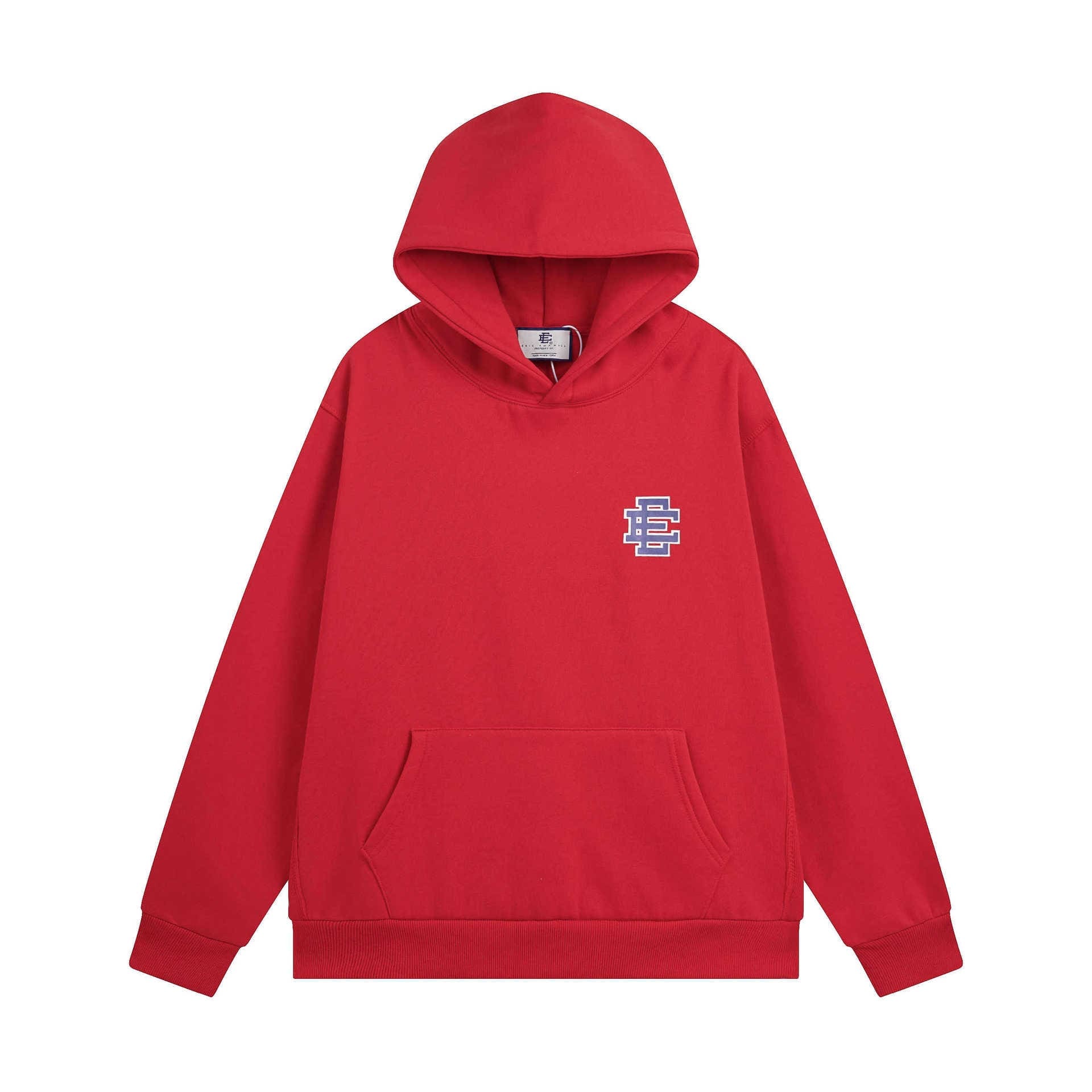 Eric Emanuel Velvet Padded Hooded Sweatshirt Casual Sports Top for Men and Women