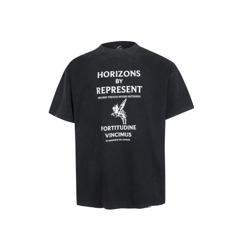 Represent Pegasus Print Retro Washed Distressed Short Sleeve T-Shirt