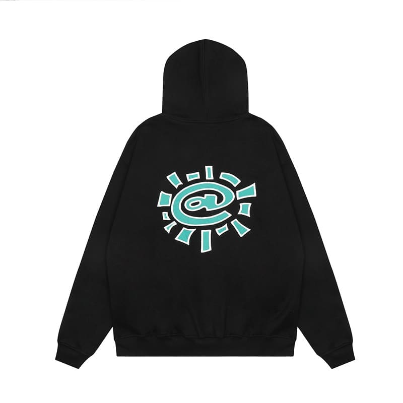 ADWYSD Sun Roll Embroidered Fleece-Lined Zipper Hoodie for Men and Women