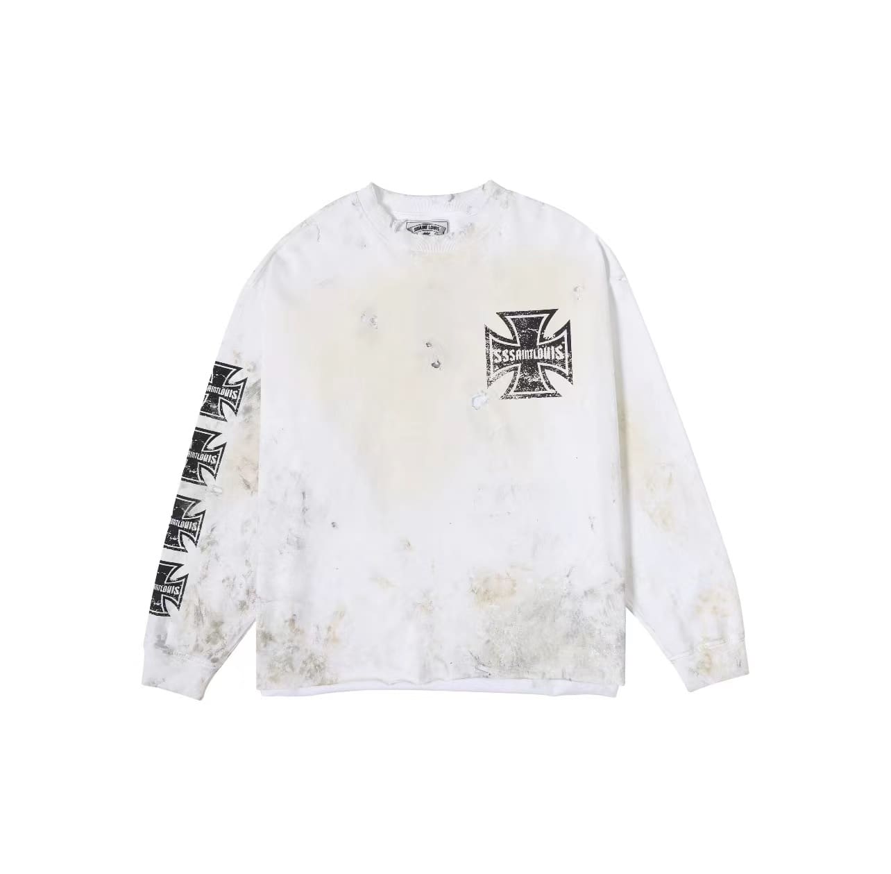 saint L**is long sleeve graffiti cross star t-shirt street fashion