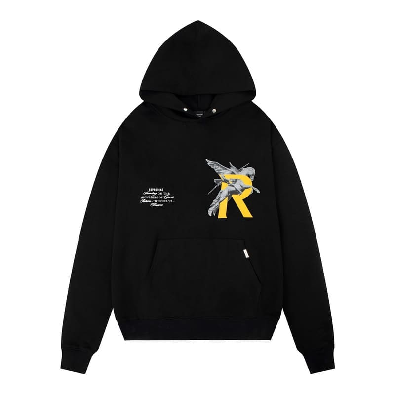 Represent Angel Letter Print Long Sleeve Hooded Sweater Casual Terry Hoodie