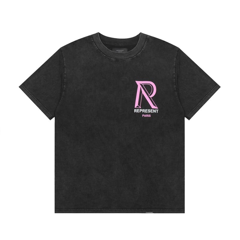 Represent Washed Distressed Letter Print Vintage Short Sleeve T-Shirt