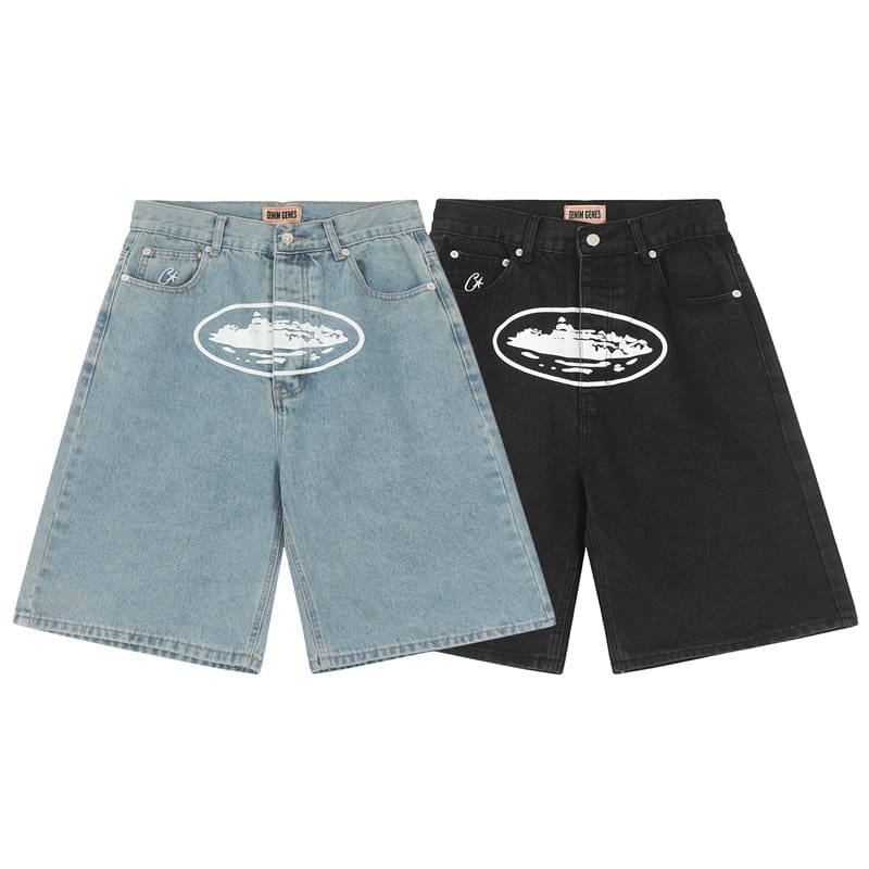 Corteiz Devil Island Classic Printing Denim Shorts