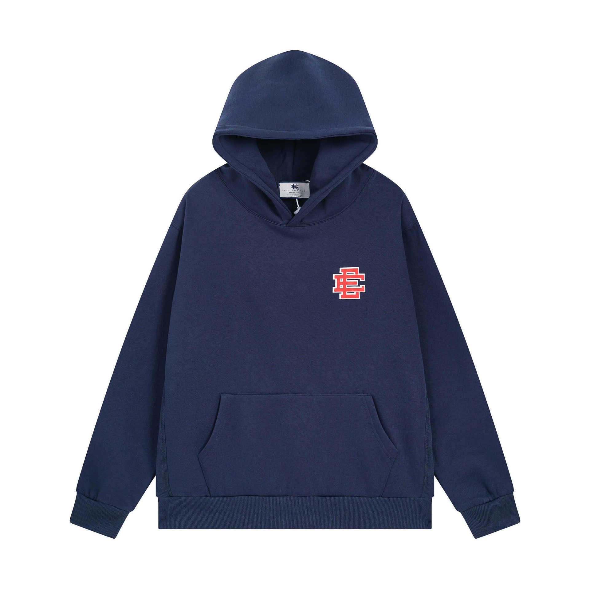 Eric Emanuel Velvet Padded Hooded Sweatshirt Casual Sports Top for Men and Women