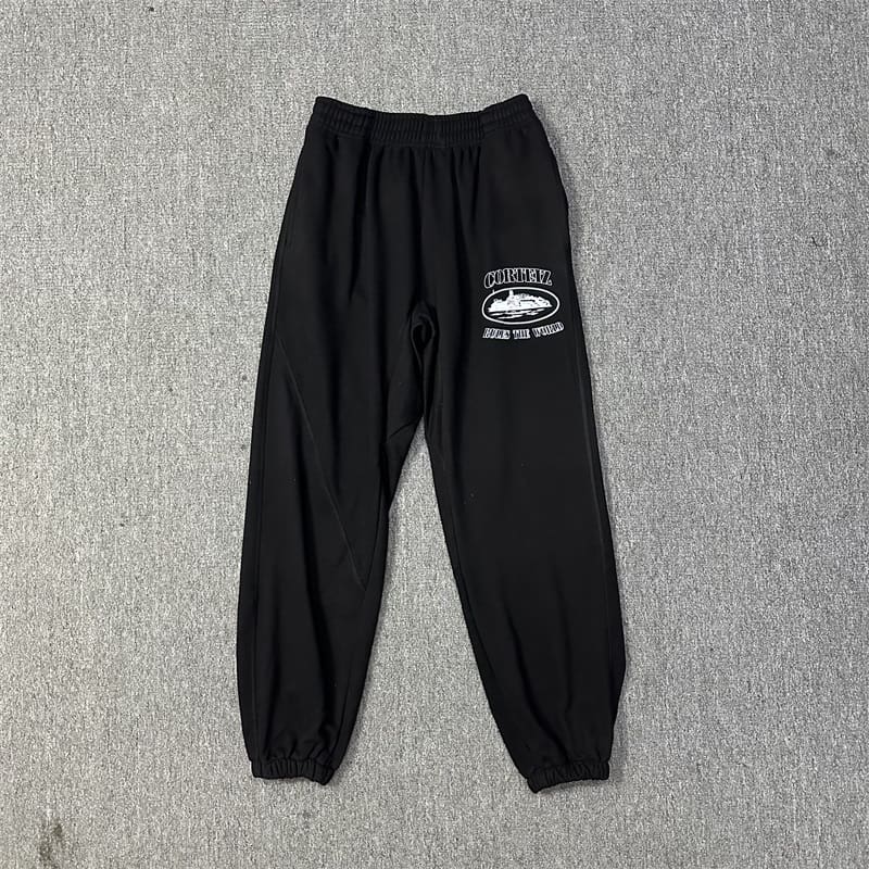 Corteiz Devil Island Sports Leisure Velvet Hooded Sweatshirt and Sweatpants Set for Men and Women
