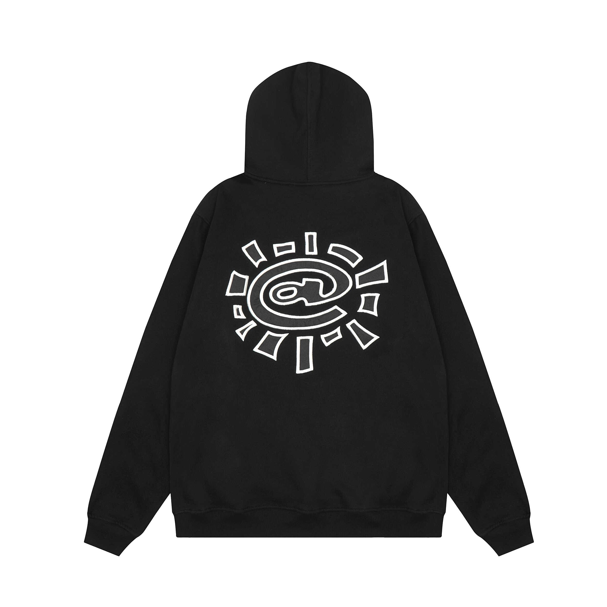 ADWYSD Sun Roll Velvet Padded Hooded Sweatshirt Casual Street Hip Hop Style