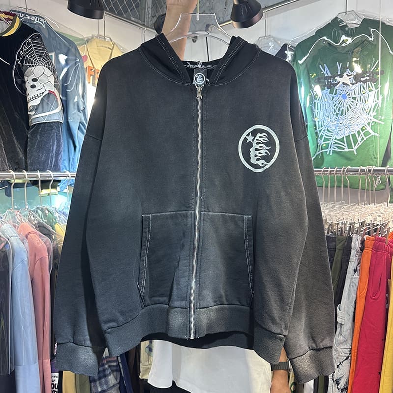 H*lst*r vintage washed zipper sweater