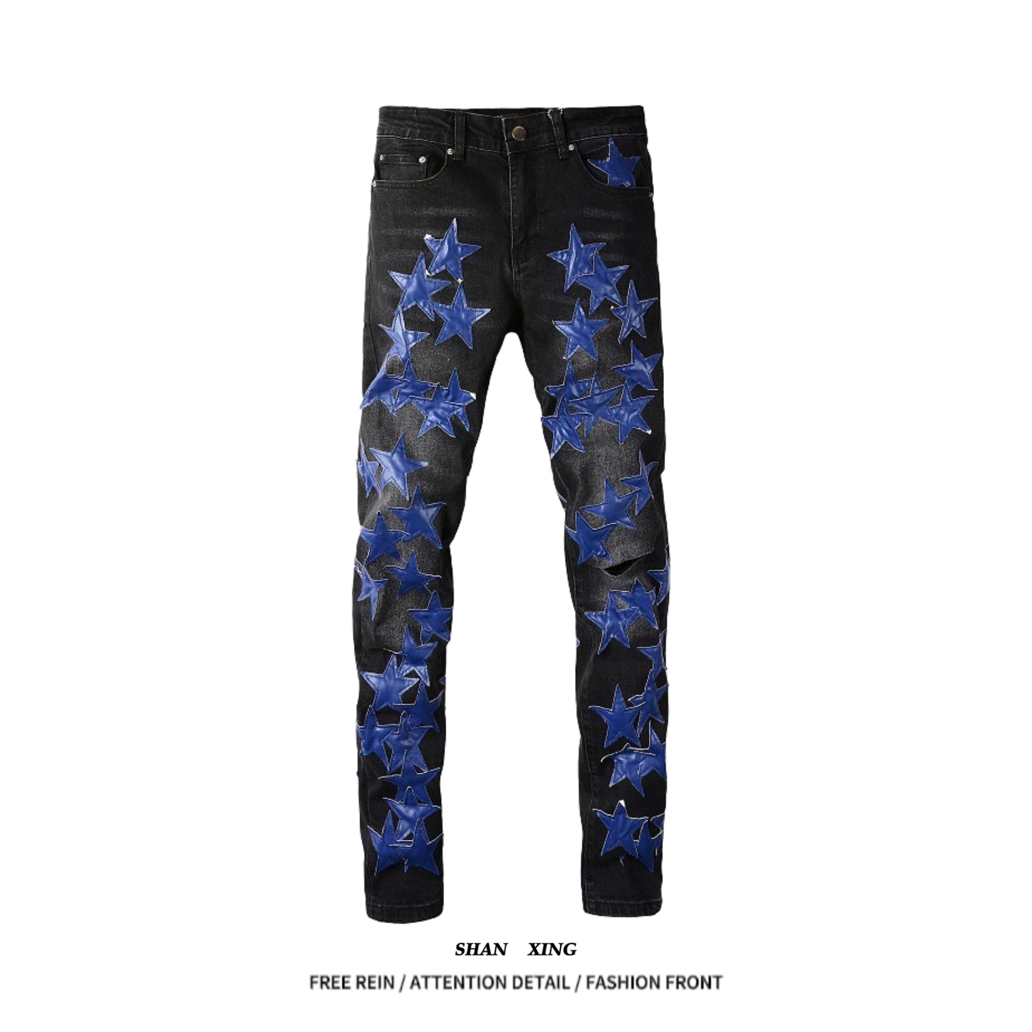 Xingx Patchwork Ripped Jeans 4