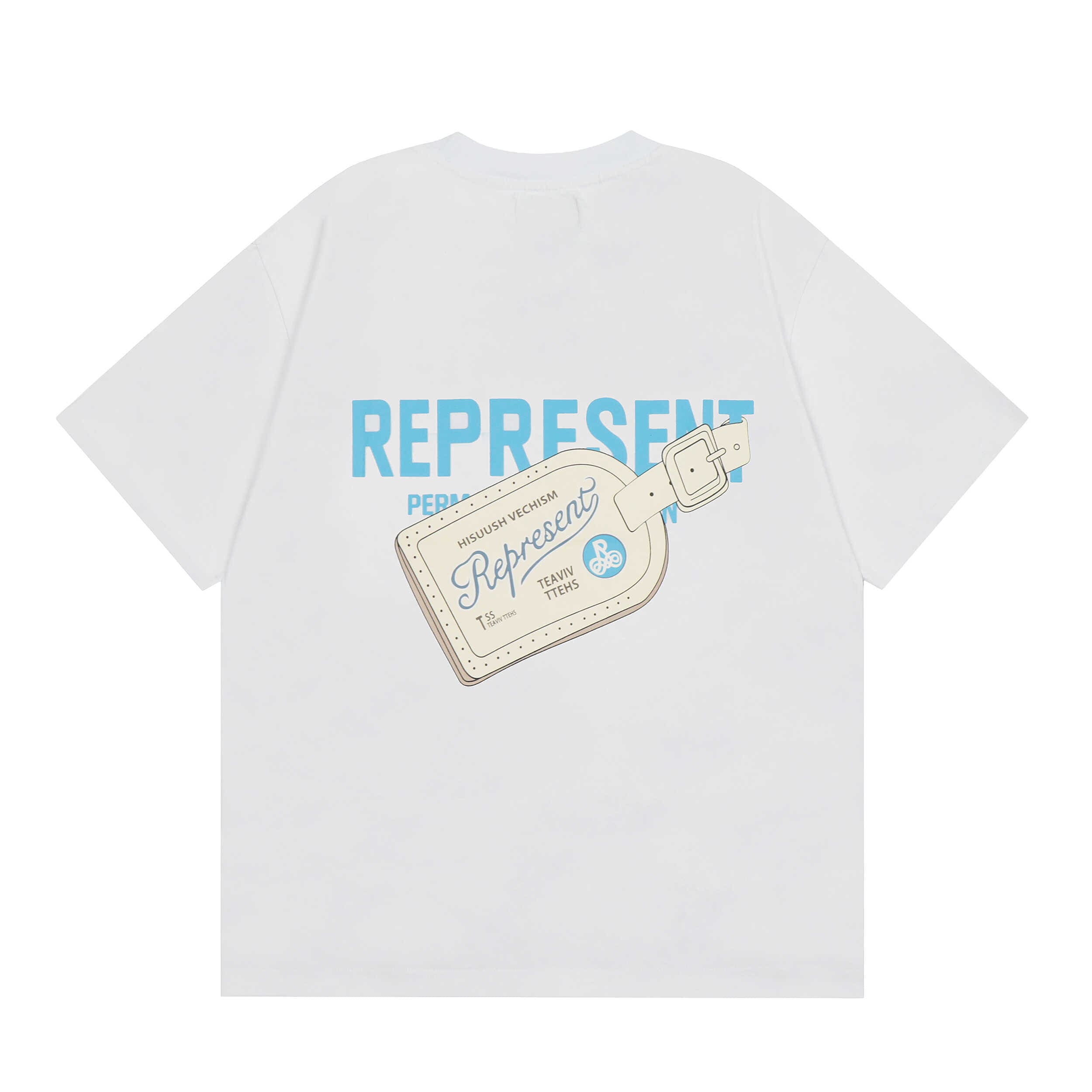 Represent Leather Tag Vintage Print Casual Round Neck Short Sleeve T-Shirt