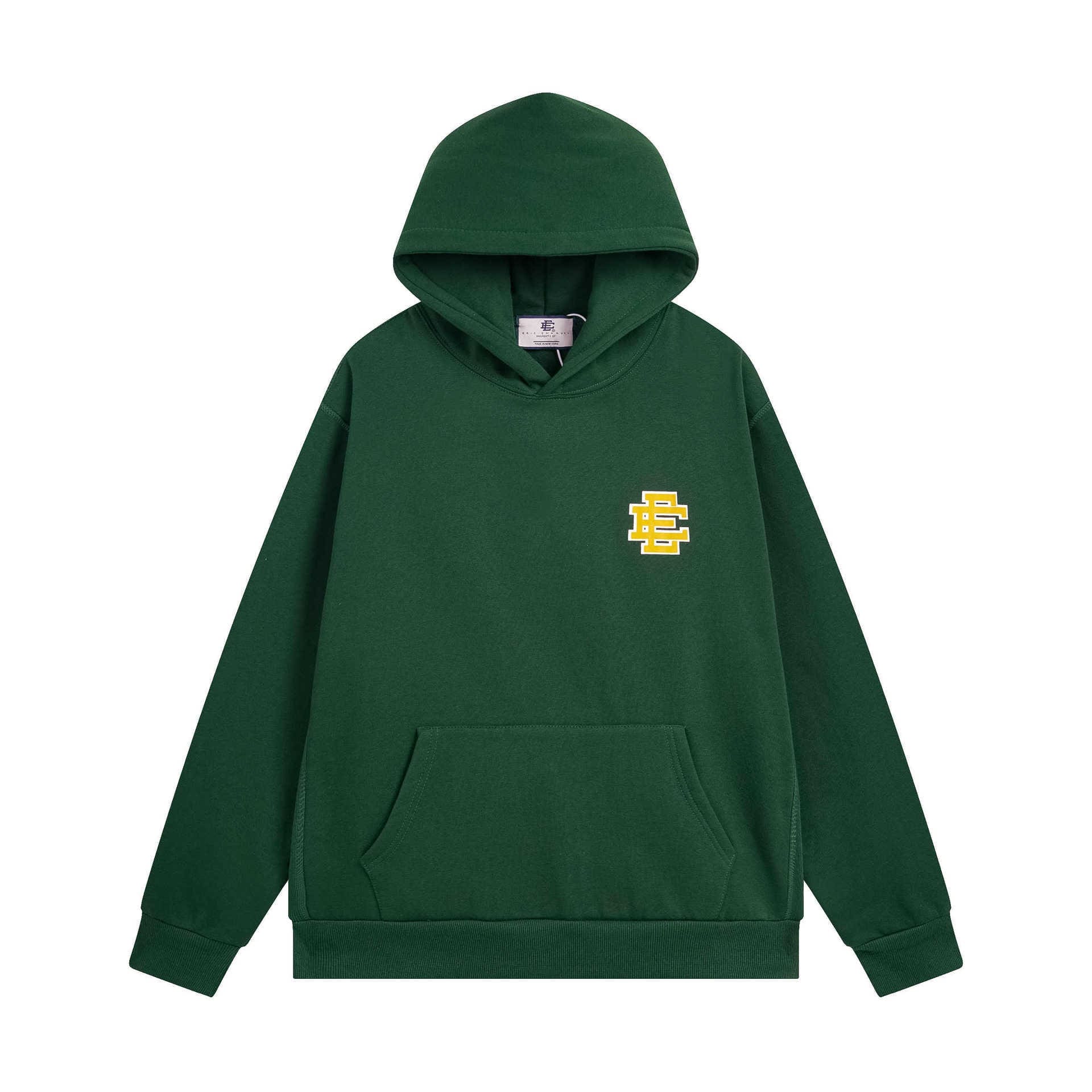 Eric Emanuel Velvet Padded Hooded Sweatshirt Casual Sports Top for Men and Women