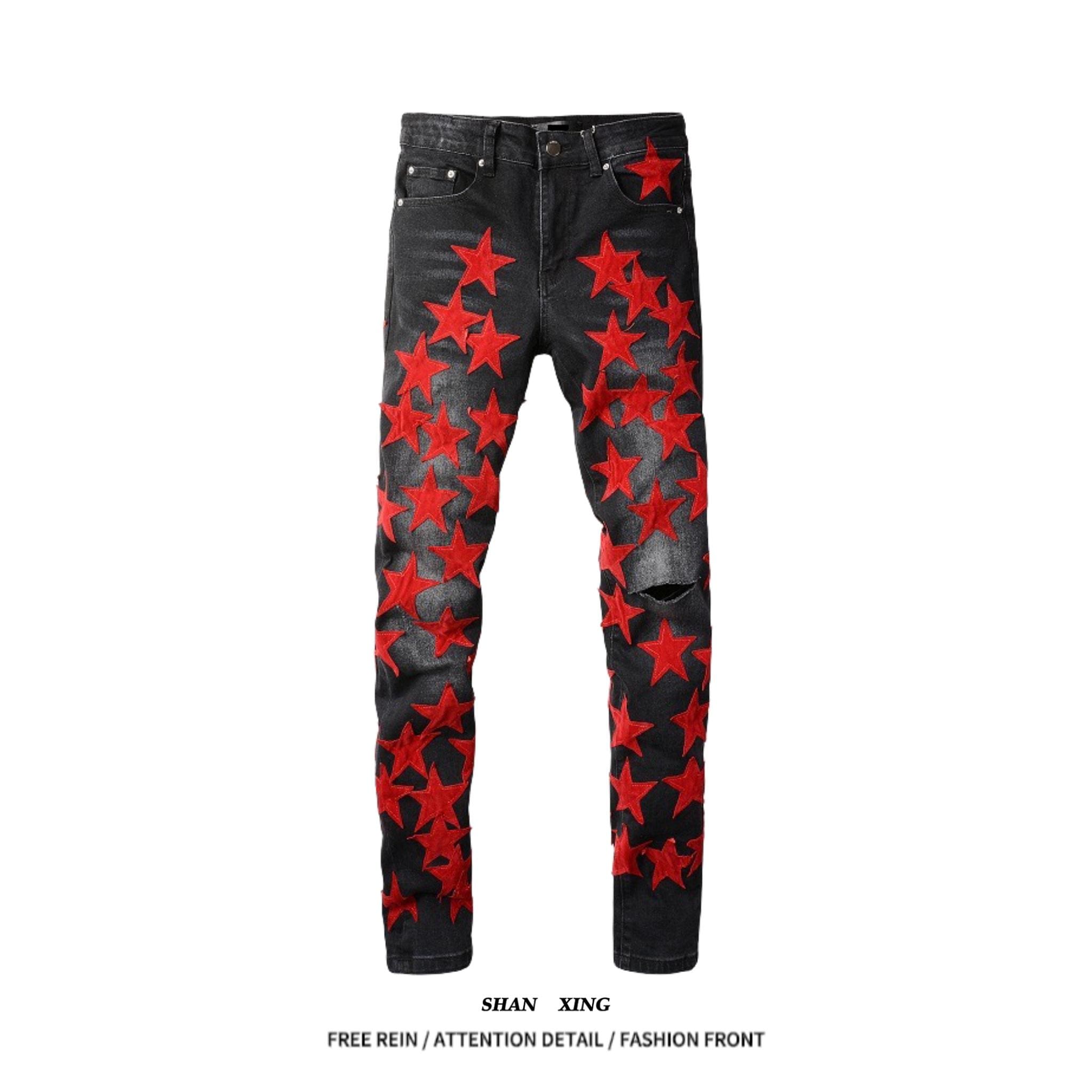 Xingx Patchwork Ripped Jeans 4