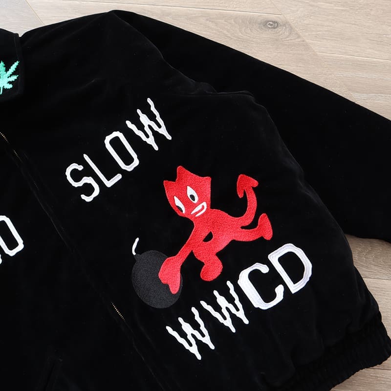 Cpfm.Xyz Suede Embroidery Souvenir Jacket