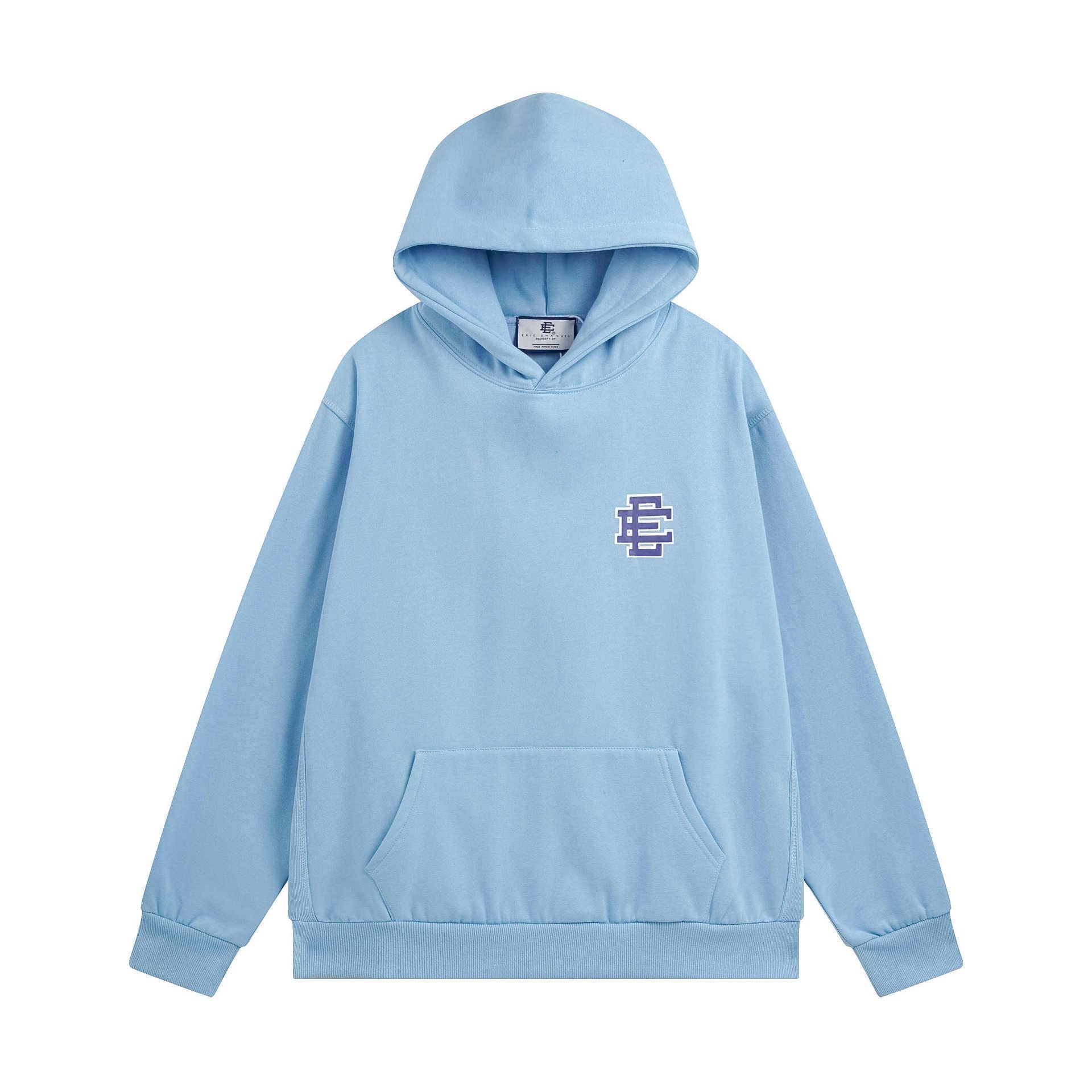 Eric Emanuel Velvet Padded Hooded Sweatshirt Casual Sports Top for Men and Women
