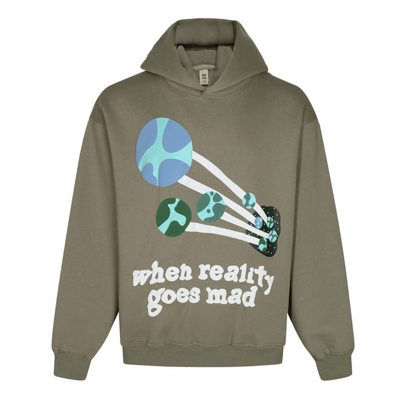 Broken Planet Puff Print Pullover Hoodie for Men and Women