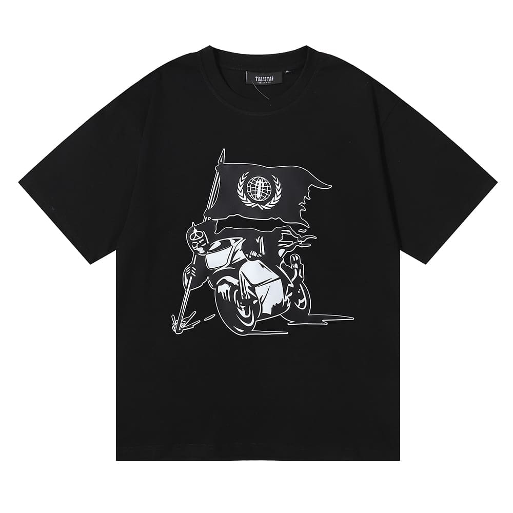 Trapstar Outlaw Tee Knight Flag Print Casual T-Shirt for Men and Women Summer