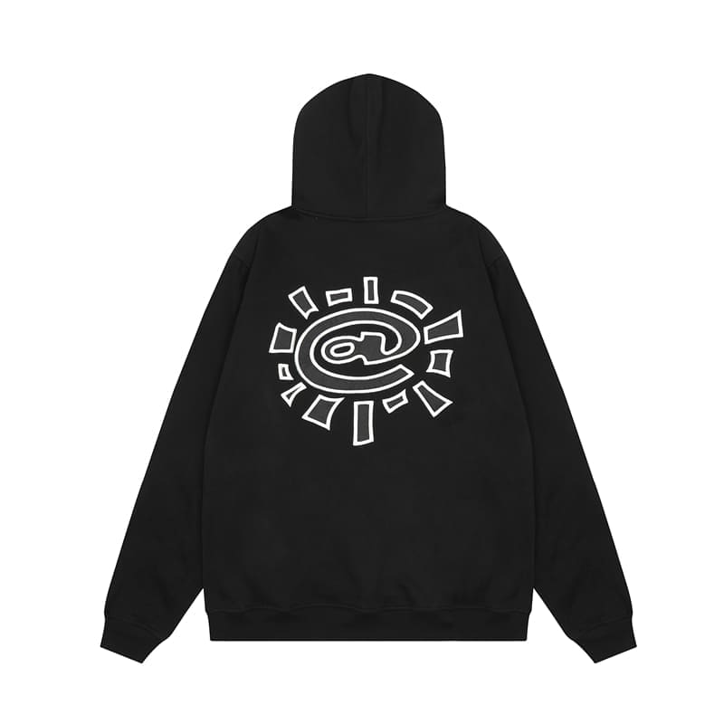 ADWYSD Sun Roll Embroidered Fleece-Lined Suit High Street Loose Hoodie and Casual Pants