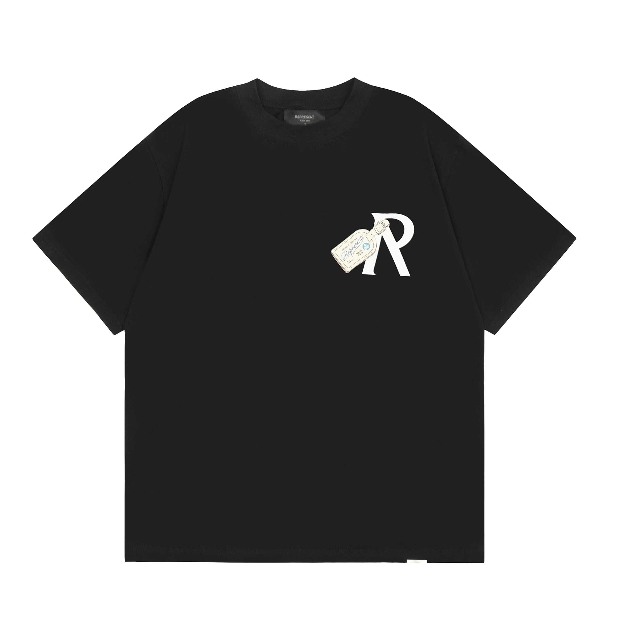 Represent Leather Tag Vintage Print Casual Round Neck Short Sleeve T-Shirt