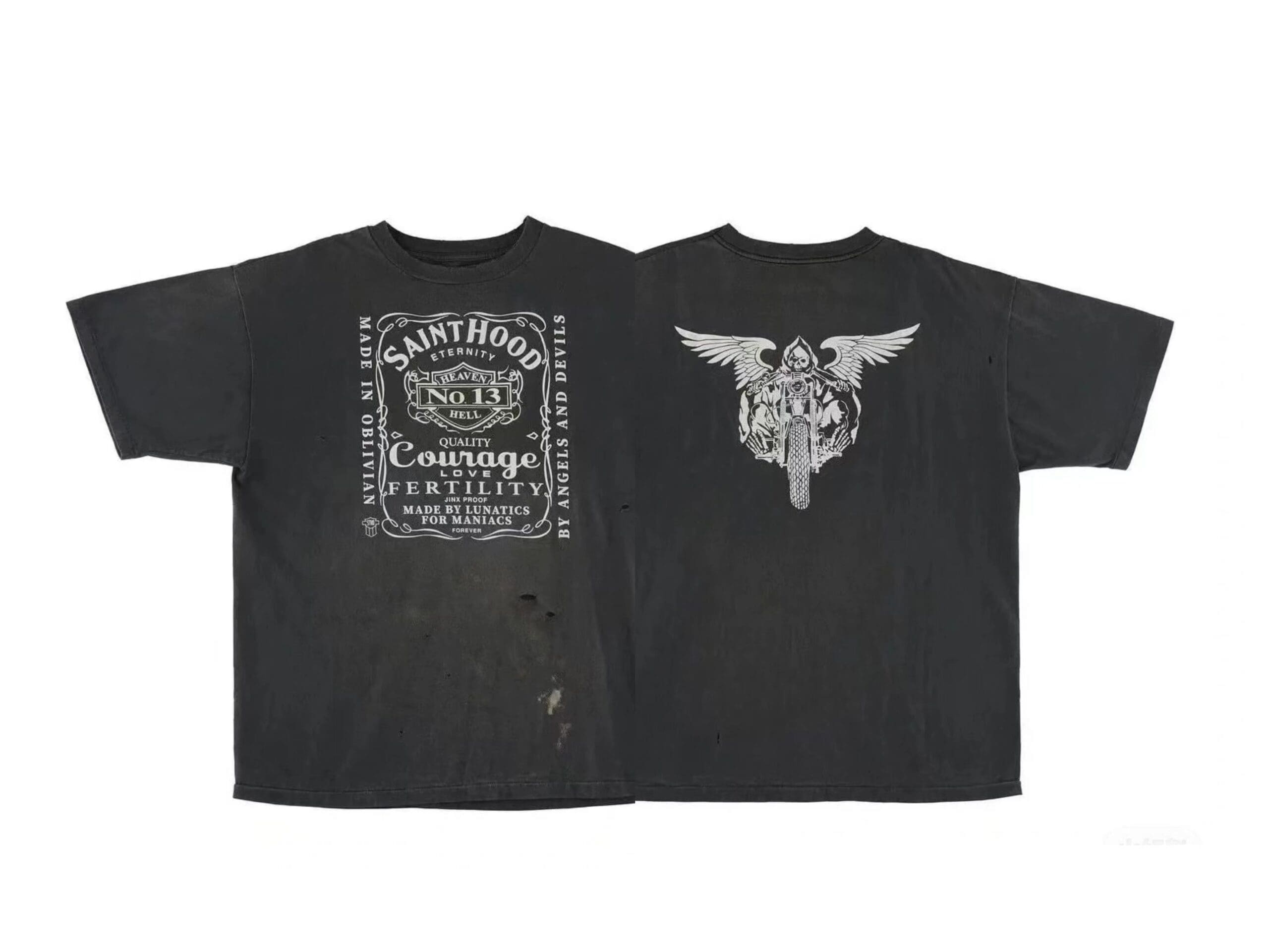 Saint Michael x Neighborhood High Street Ripped Short Sleeve T-Shirt for Men and Women