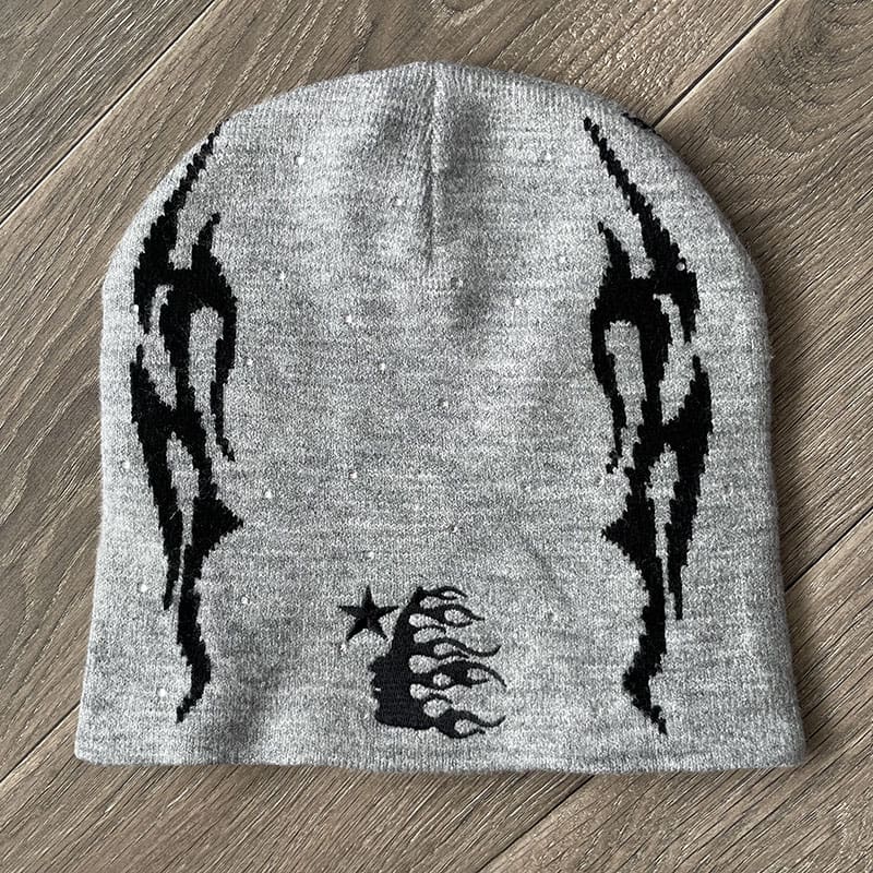 H*lst*r studios logo sports flame beanie casual wool hat