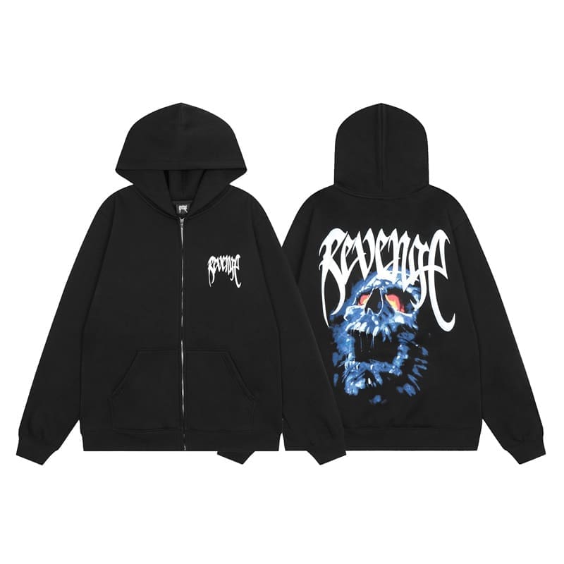 Revenge Fleece-Lined Zipper Hoodie for Men and Women