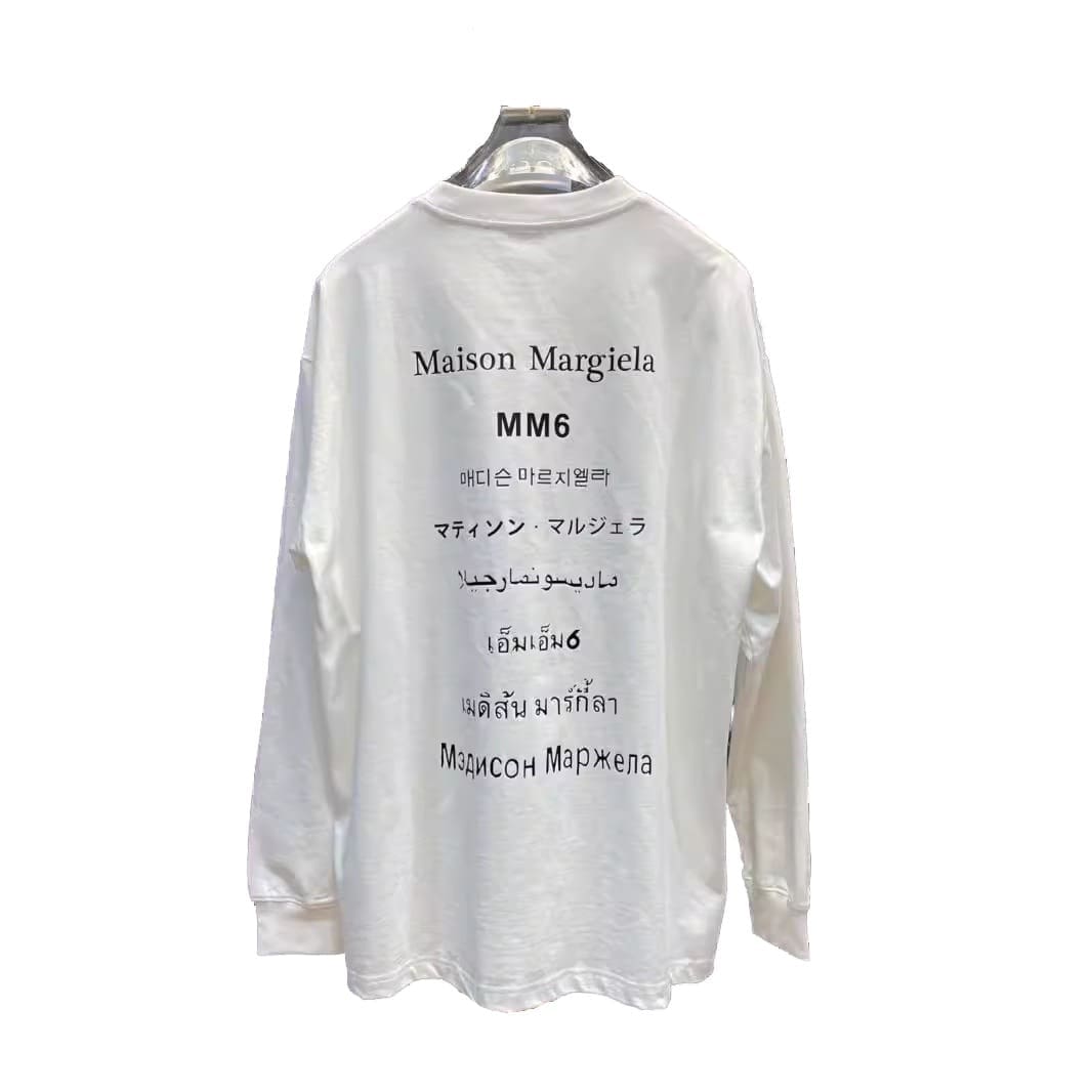 Maison Margiela MM6 Heavy Weight Letter Print Long Sleeve T-Shirt for Men