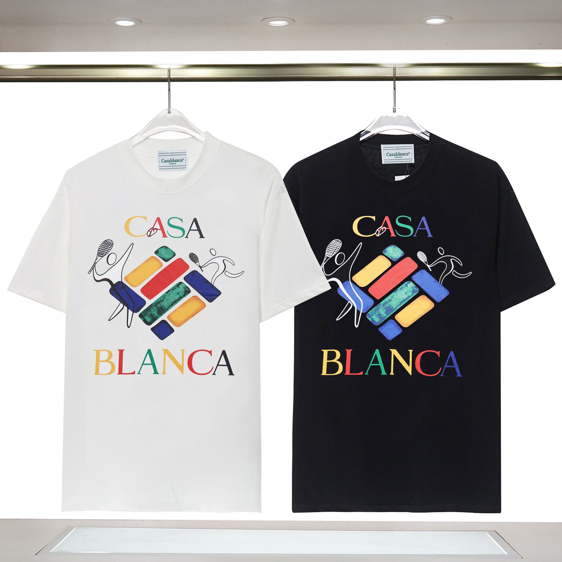 Casablanca Double Yarn Cotton Letter Print T-Shirt Trendy Style