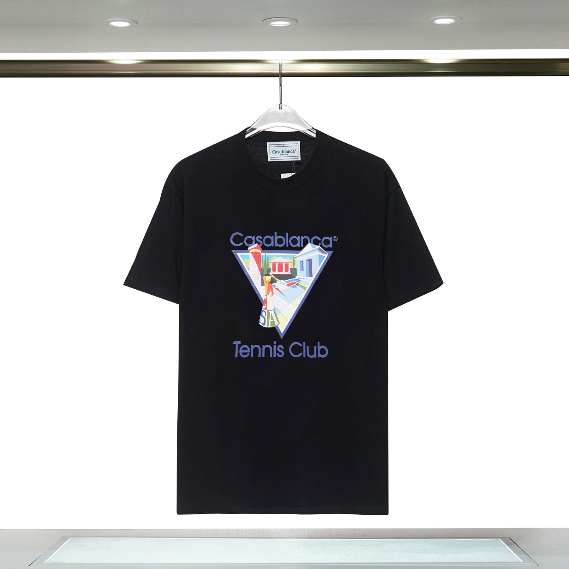 Casablanca Double Yarn Cotton Letter Print T-Shirt Trendy Style
